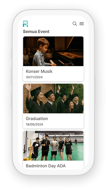 Tampilan Andalens untuk event organizer di iPhone